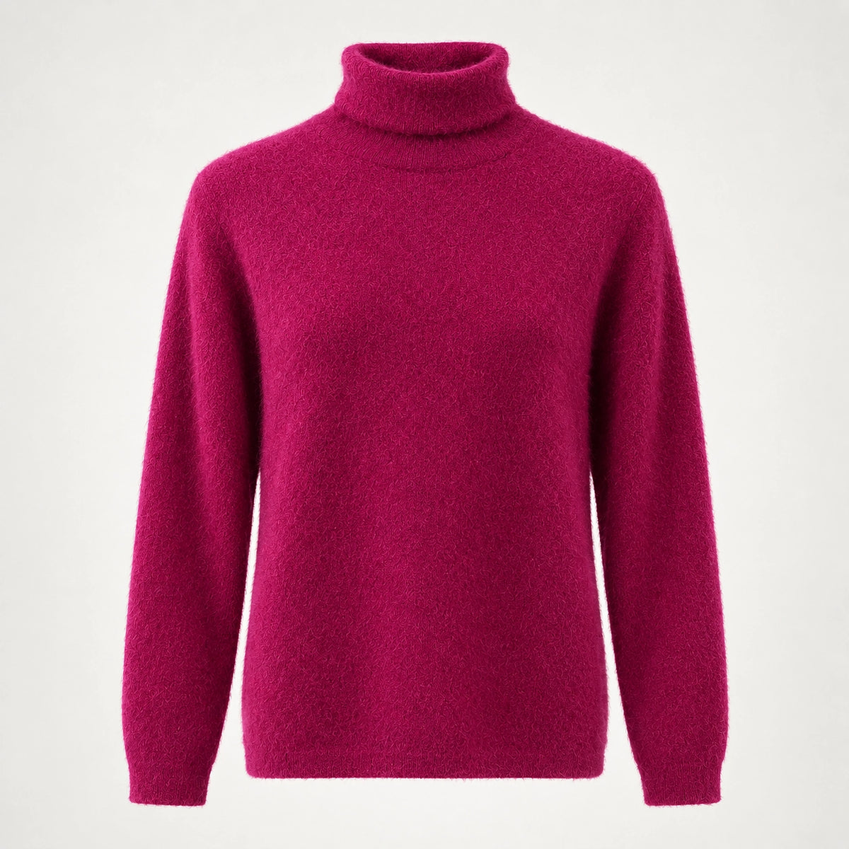 Halomi Cashmere Turtleneck Sweater — Magenta (apparel solo)
