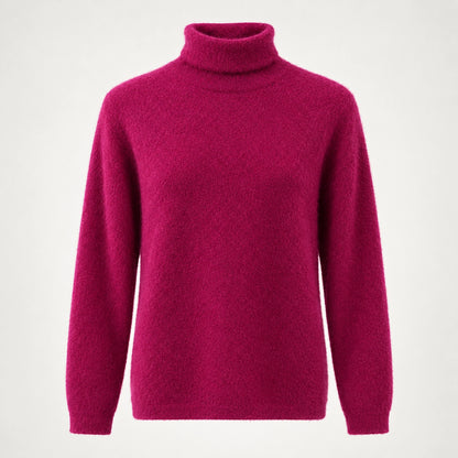Halomi Cashmere Turtleneck Sweater — Magenta (apparel solo)