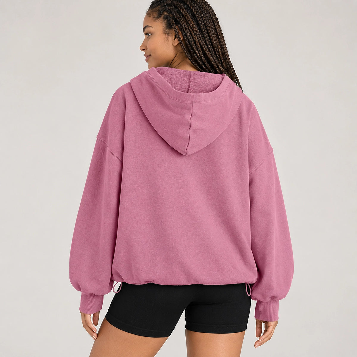 Brelyn Oversized Half-Zip Hoodie — Mauve (apparel back)