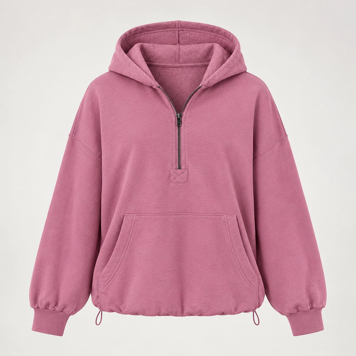 Brelyn Oversized Half-Zip Hoodie — Mauve (apparel solo)