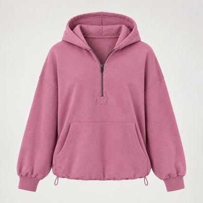 Brelyn Oversized Half-Zip Hoodie — Mauve (apparel solo)