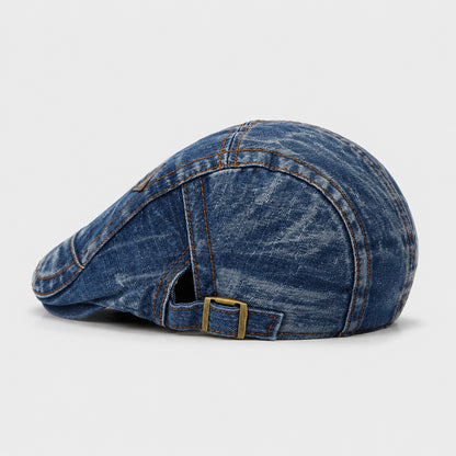 Halden Denim Beret — Medium Blue (studio solo alt)