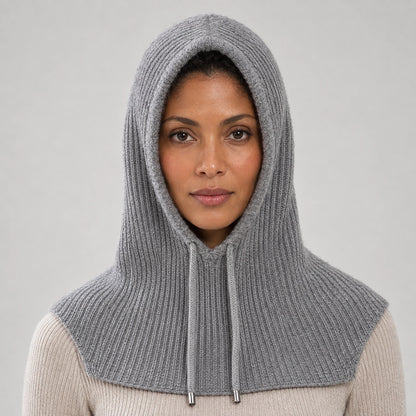 Brynn Wool Blend Balaclava Hood — Medium Gray (headwear model front)