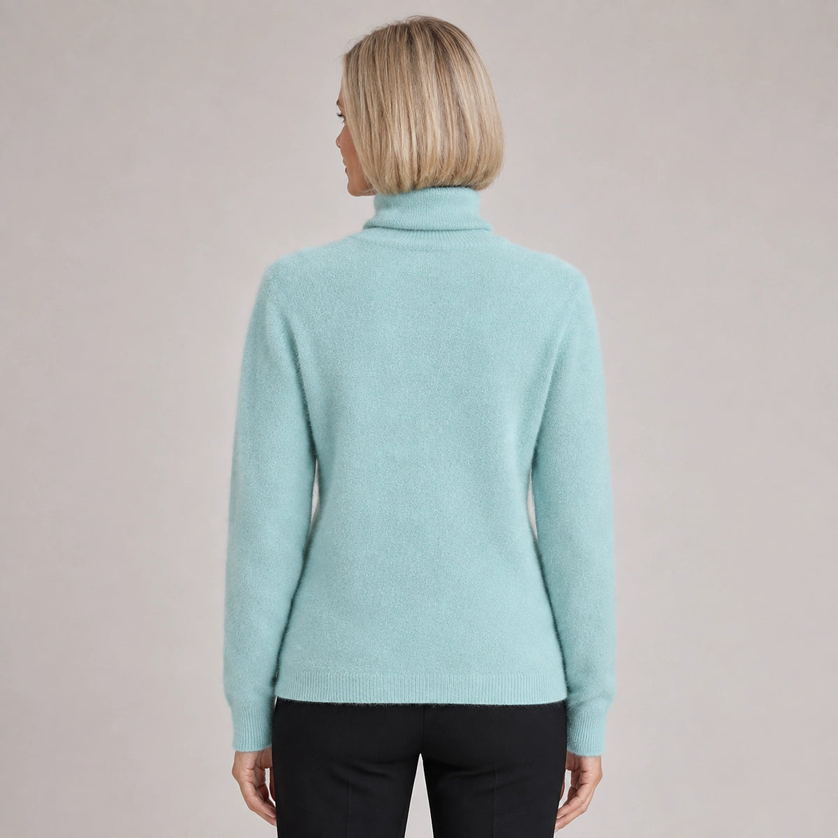 Halomi Cashmere Turtleneck Sweater — Mint Green (apparel back)
