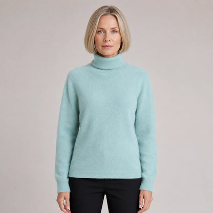 Halomi Cashmere Turtleneck Sweater — Mint Green (apparel front)