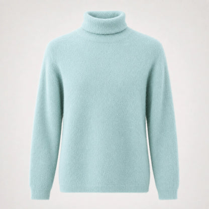 Halomi Cashmere Turtleneck Sweater — Mint Green (apparel solo)
