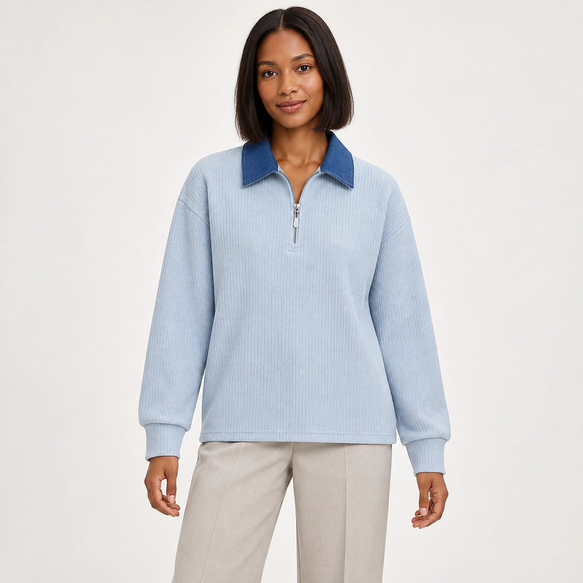Darsenne Knit Sweater — Moonlight Blue (apparel front)