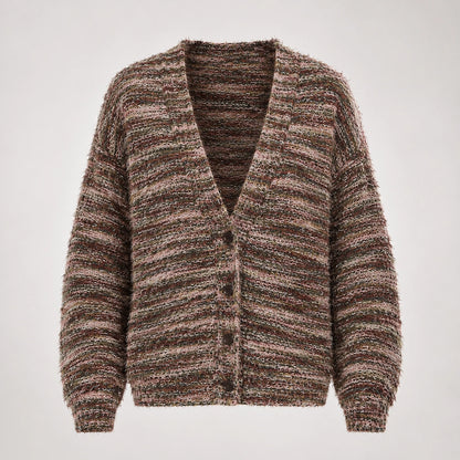 Belara Cotton Blend Cardigan — Multicolor Brown (apparel solo)