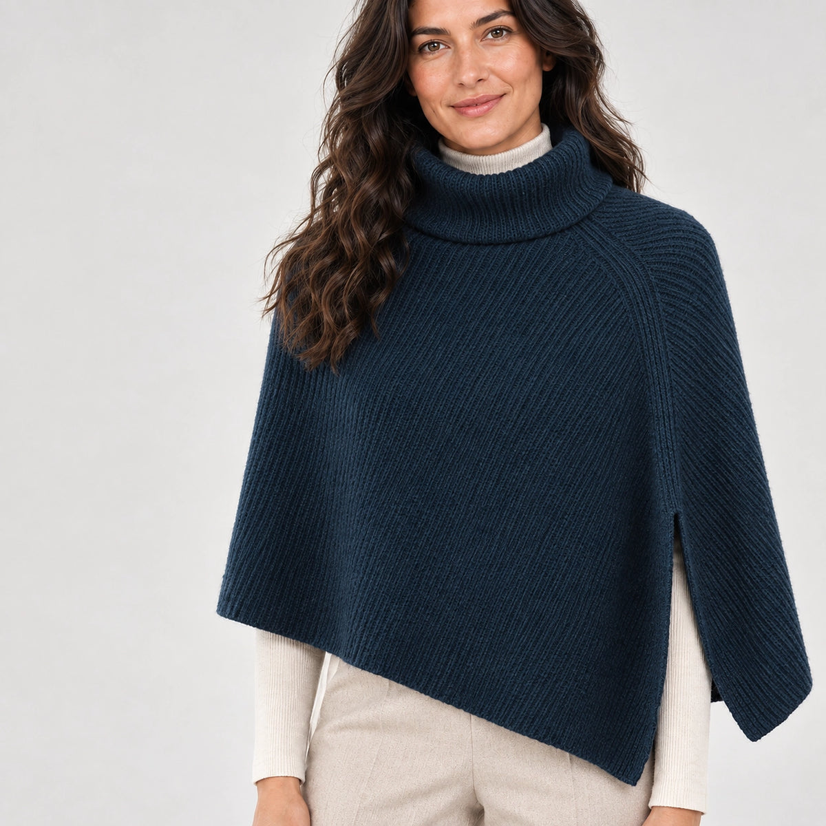Hobart Wool Poncho — Navy Blue 2 (apparel detail)