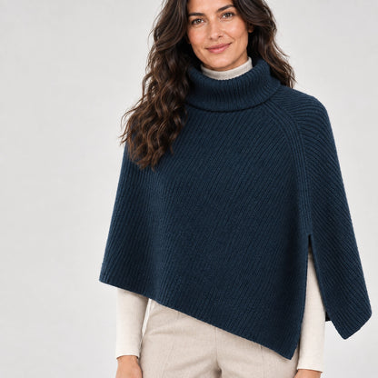 Hobart Wool Poncho — Navy Blue 2 (apparel detail)