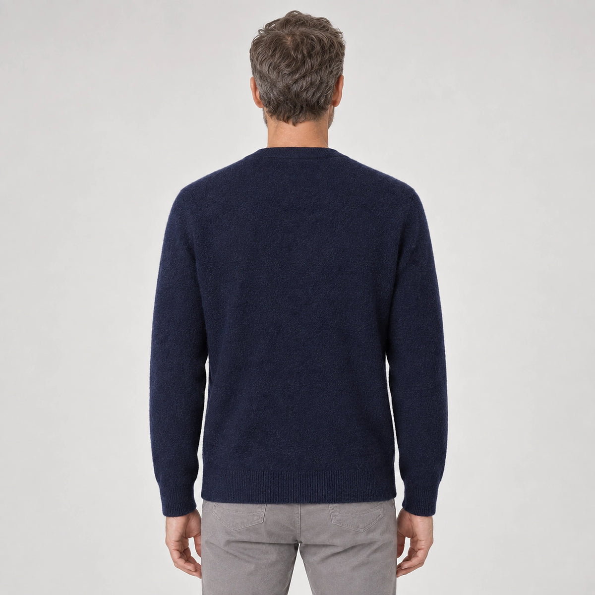 Dalven Wool Blend Cardigan — Navy Blue (apparel back)