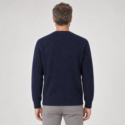 Dalven Wool Blend Cardigan — Navy Blue (apparel back)