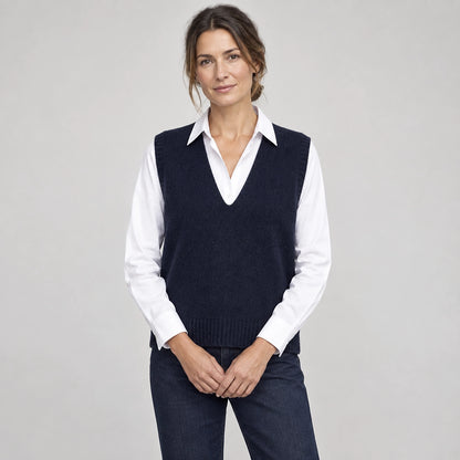 Harlo Wool Sweater Vest — Navy Blue (apparel front)