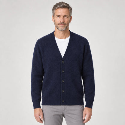 Dalven Wool Blend Cardigan — Navy Blue (apparel front)