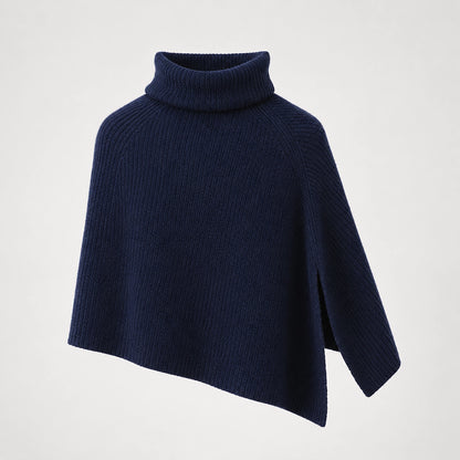 Hobart Wool Poncho — Navy Blue (apparel solo)