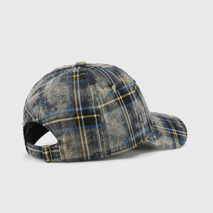 Berwick Cotton Plaid Cap — Navy Blue (studio solo alt)
