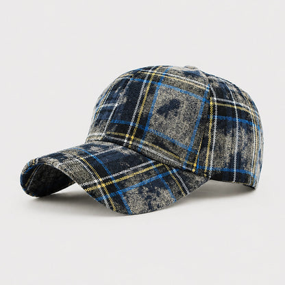 Berwick Cotton Plaid Cap — Navy Blue (studio solo)