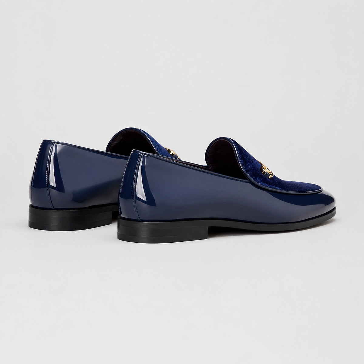 Dalcourt Leather Horsebit Loafers — Navy (mens shoe angle)