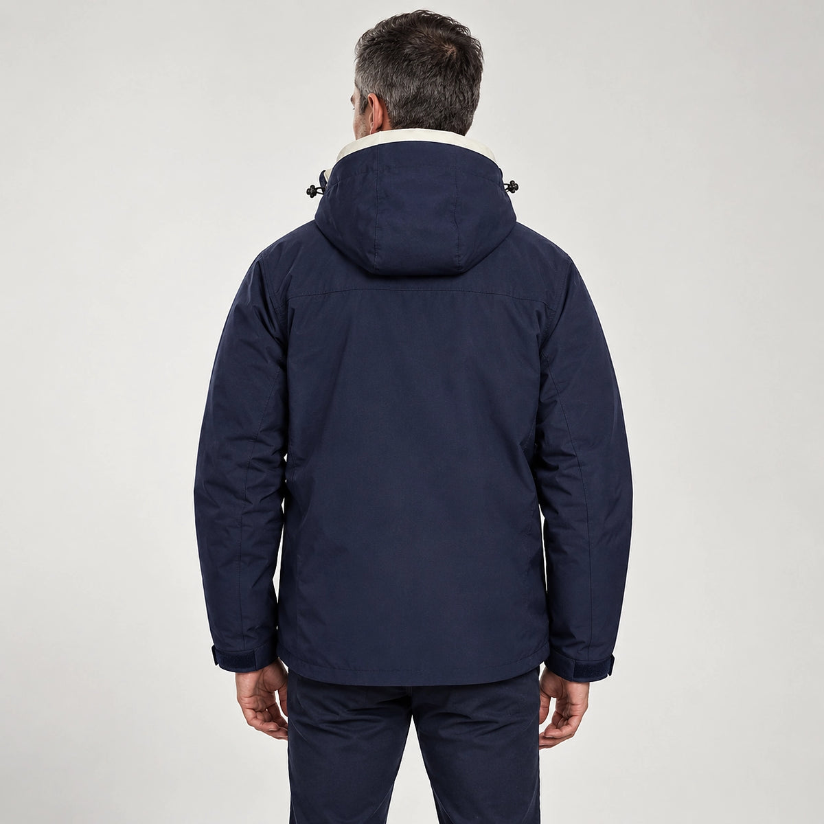 Draven Fleece Lined Jacket — Navy & White (apparel back)