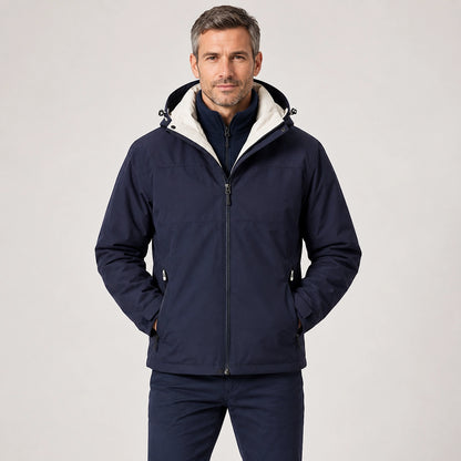 Draven Fleece Lined Jacket — Navy & White (apparel front)