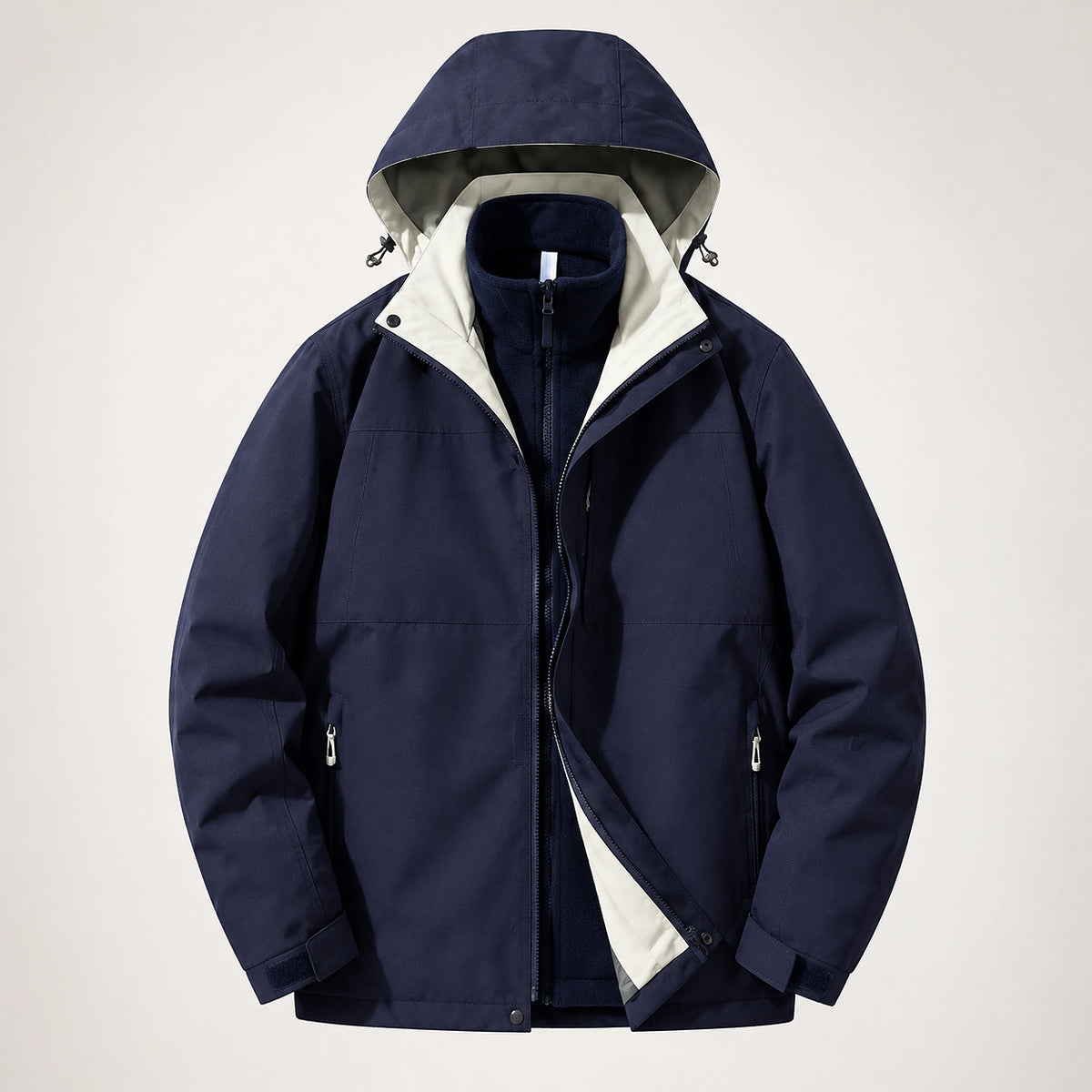 Draven Fleece Lined Jacket — Navy & White (apparel solo)