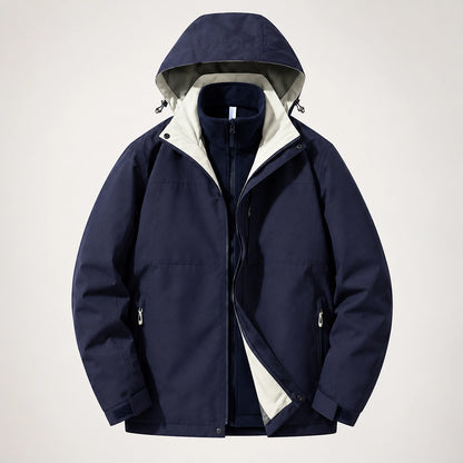 Draven Fleece Lined Jacket — Navy & White (apparel solo)