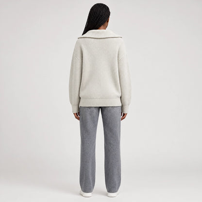Pelara Ribbed Knit Cardigan — Off-white (apparel back)