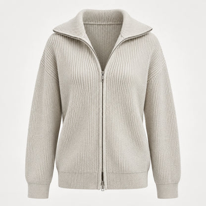 Pelara Ribbed Knit Cardigan — Off-white (apparel solo)