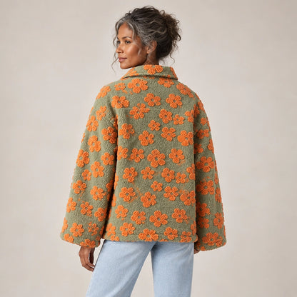 Dulce Floral Fleece Pullover — Olive Floral (apparel back)