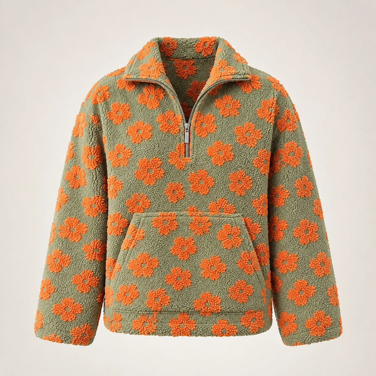 Dulce Floral Fleece Pullover — Olive Floral (apparel solo)