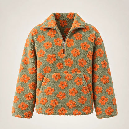 Dulce Floral Fleece Pullover — Olive Floral (apparel solo)