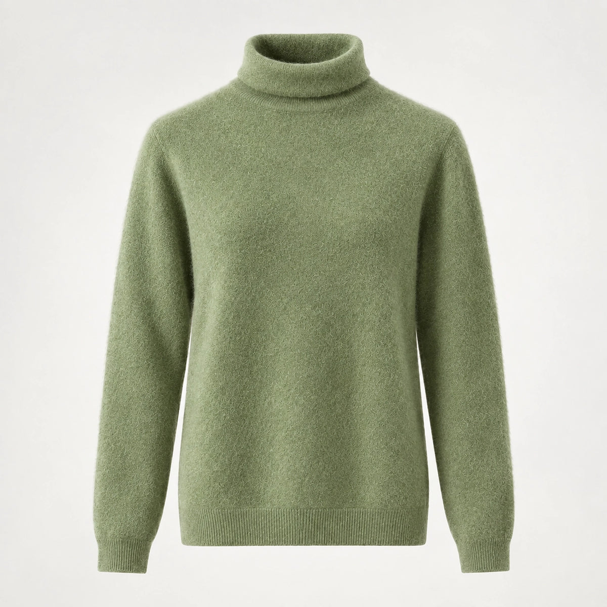 Delwyn Cashmere Turtleneck Sweater — Olive Green (apparel solo)