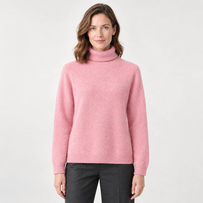 Delwyn Cashmere Turtleneck Sweater — Pastel Pink (apparel front)