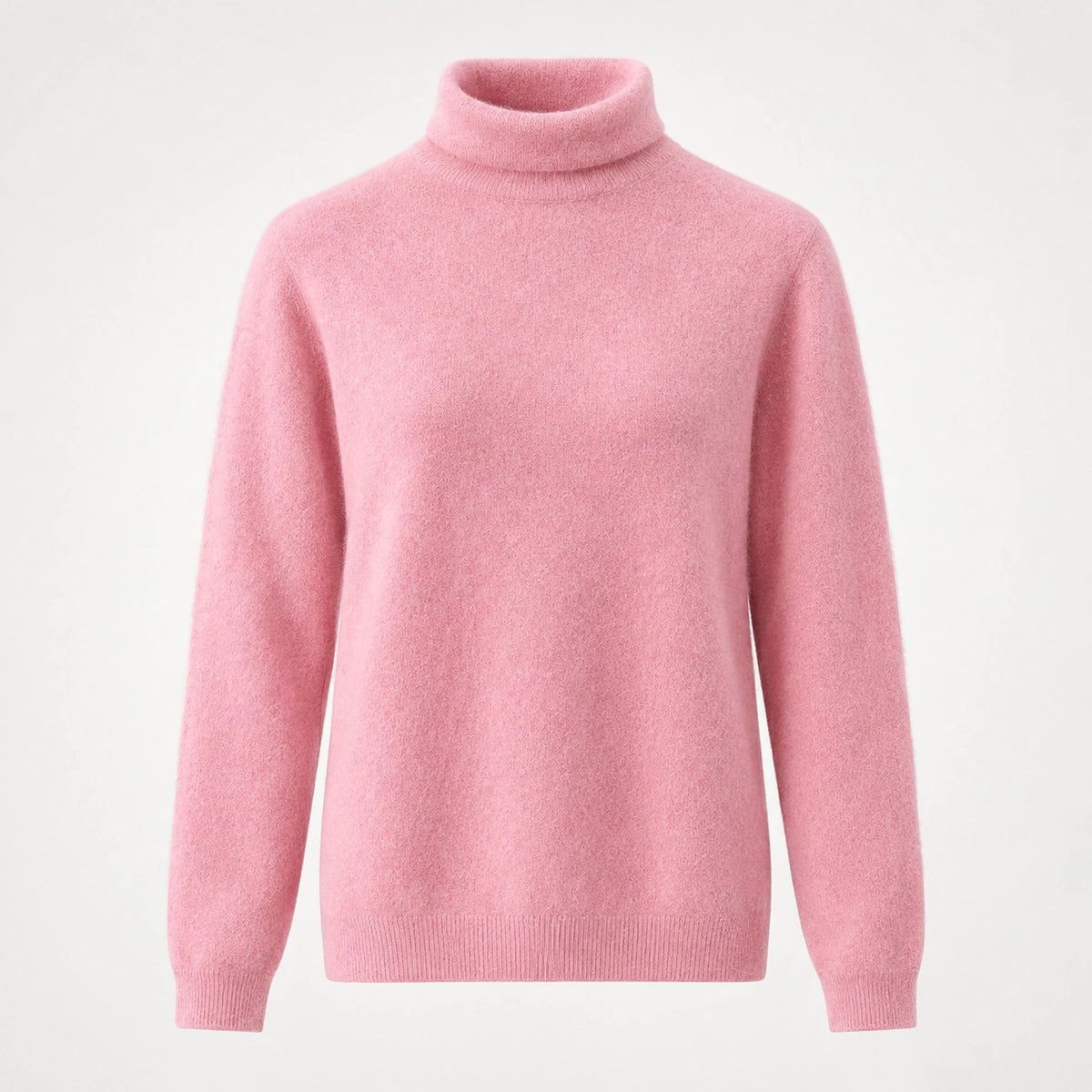 Delwyn Cashmere Turtleneck Sweater — Pastel Pink (apparel solo)
