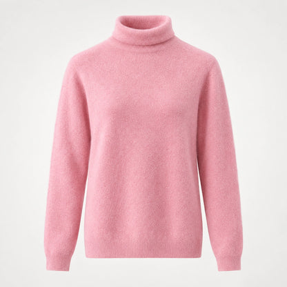 Delwyn Cashmere Turtleneck Sweater — Pastel Pink (apparel solo)
