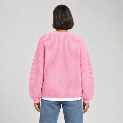 Brynn Ribbed Knit Sweater — Pink (apparel back)