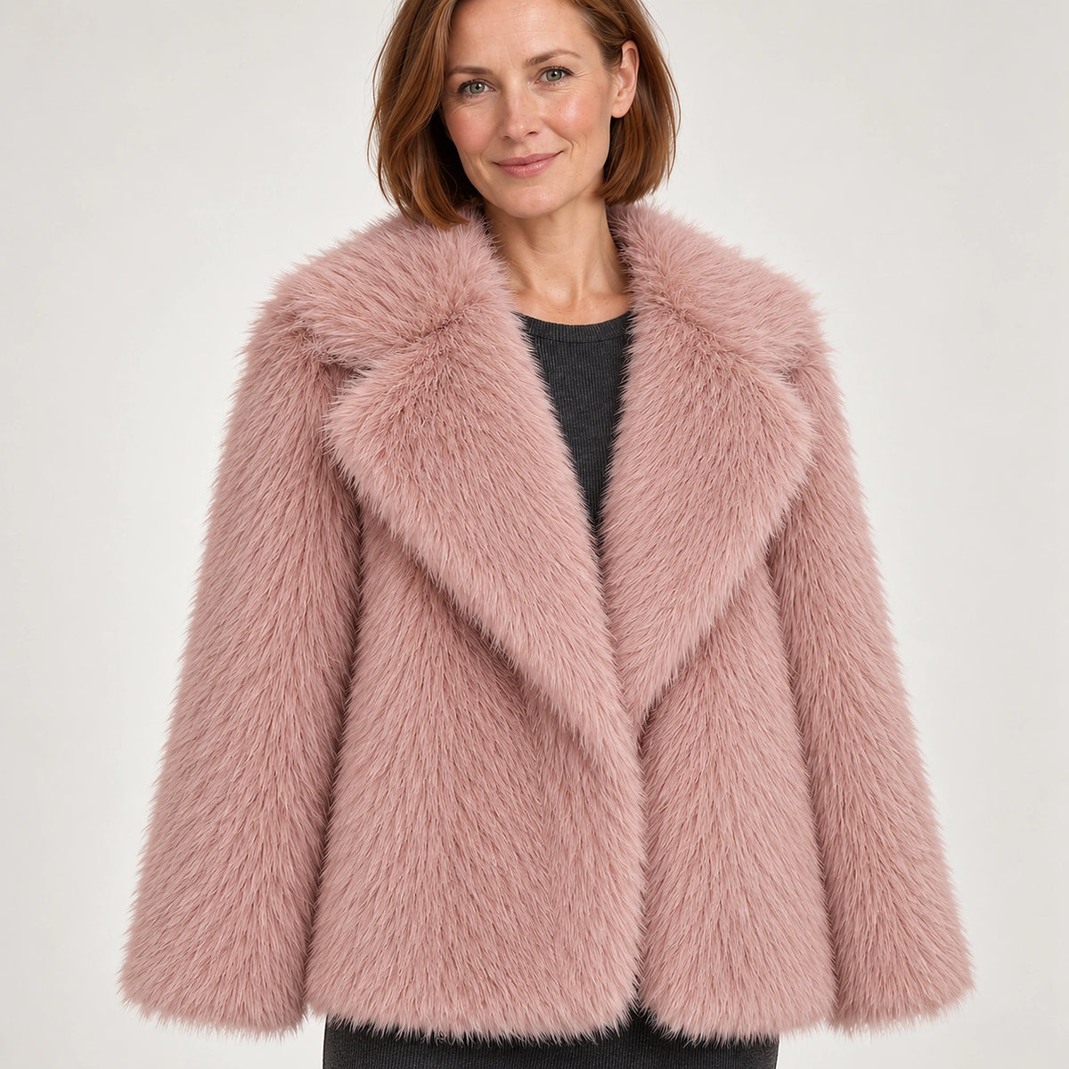 Neravessa Lapel Coat — Pink (apparel detail)