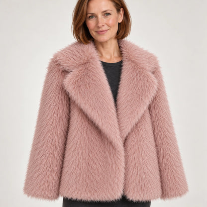 Neravessa Lapel Coat — Pink (apparel detail)