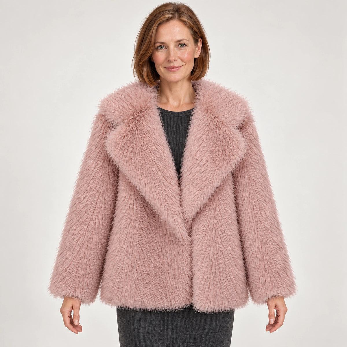 Neravessa Lapel Coat — Pink (apparel front)