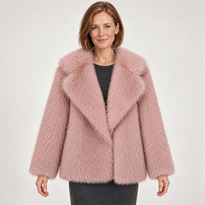 Neravessa Lapel Coat — Pink (apparel front)