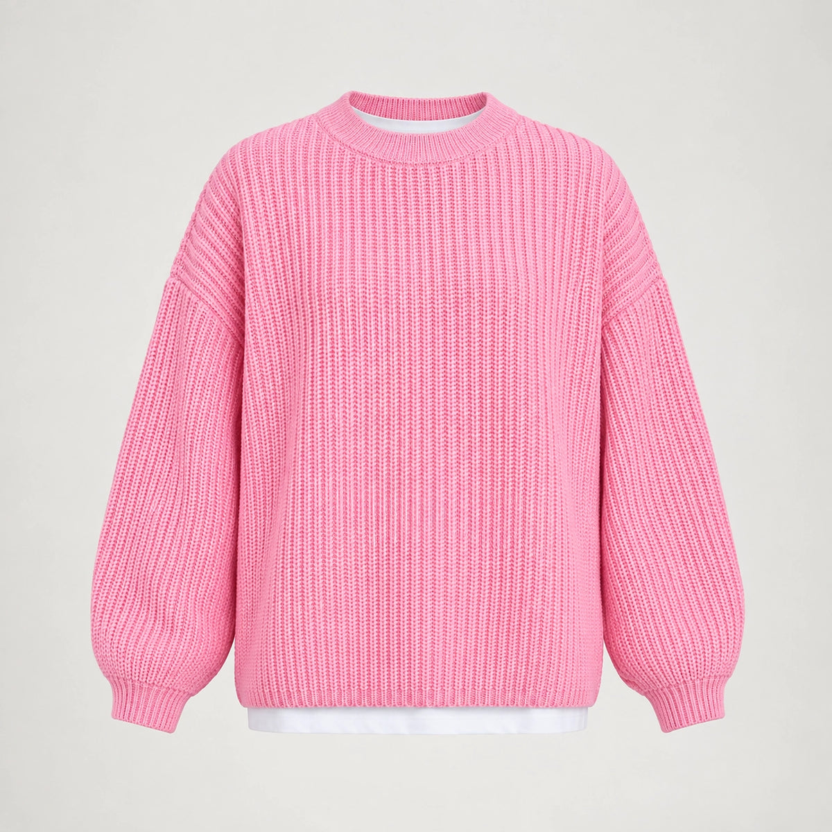 Brynn Ribbed Knit Sweater — Pink (apparel solo)