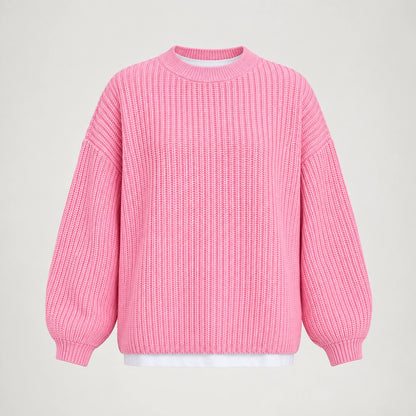 Brynn Ribbed Knit Sweater — Pink (apparel solo)