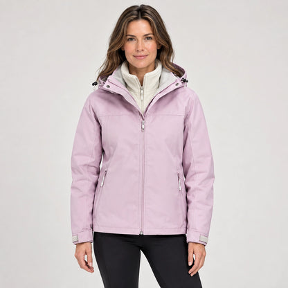 Brindal Hooded Shell Jacket — Pink & Cream (apparel front)
