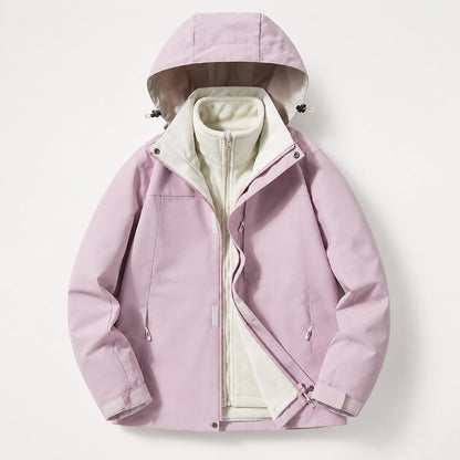 Brindal Hooded Shell Jacket — Pink & Cream (apparel solo)
