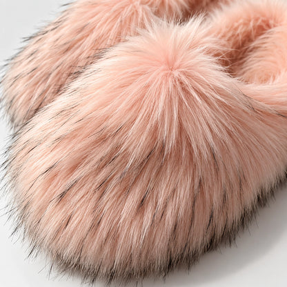 Fioravessa Plush Slippers — Pink (imitation Raccoon Fur) (womens shoe macro)