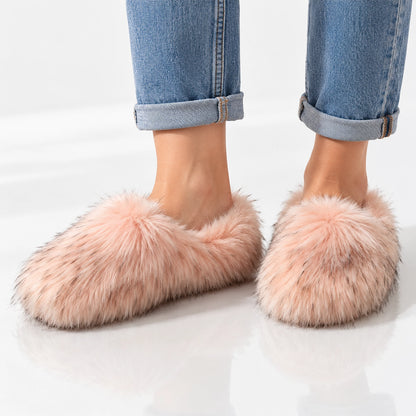 Fioravessa Plush Slippers — Pink (imitation Raccoon Fur) (womens shoe worn)