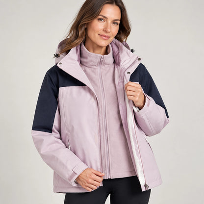 Brindal Hooded Shell Jacket — Pink & Navy 2 (apparel detail)