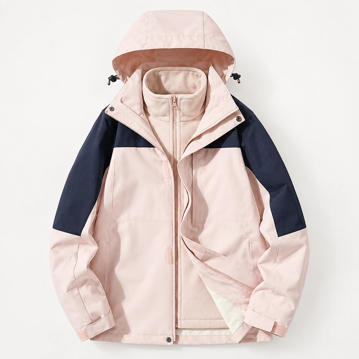 Brindal Hooded Shell Jacket — Pink & Navy (apparel solo)