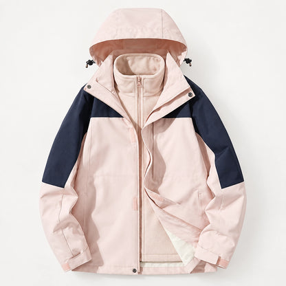 Brindal Hooded Shell Jacket — Pink & Navy (apparel solo)