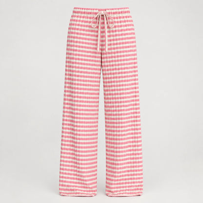 Delwyn Ribbed Drawstring Pants — Pink Stripe (apparel solo)